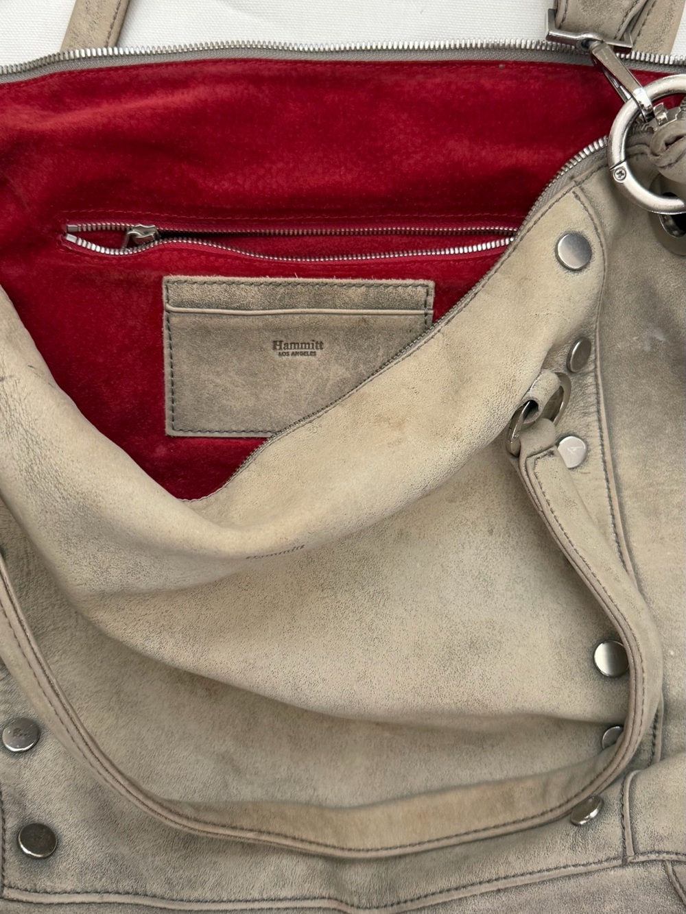 Hammitt Suede Studded Large Tote Bag in Taupe - Women's Shoulder Bag - Picture 2 of 15